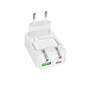 Încărcător de perete pliabil SBS TETRGANUSBTCFOLD20W 20W GaN USB-C alb