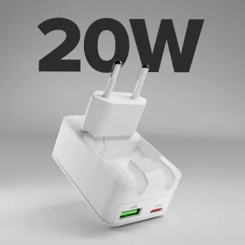 Încărcător de perete pliabil SBS TETRGANUSBTCFOLD20W 20W GaN USB-C alb