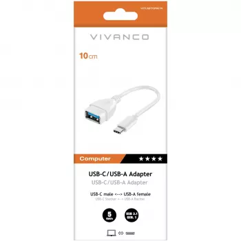 Vivanco USB-C to USB-A 3.0 Adapter 10 cm, white (VVITUSBTY3FM01W)