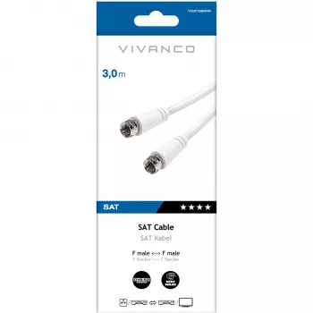 Vivanco SAT F Cable 3 m, white (VVSAT30MMNW)