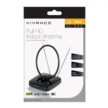 Vivanco VVTV2ANTCIRCLE Indoor Antenna for DVB-T/T2, DAB/DAB+ and FM Radio, Black
