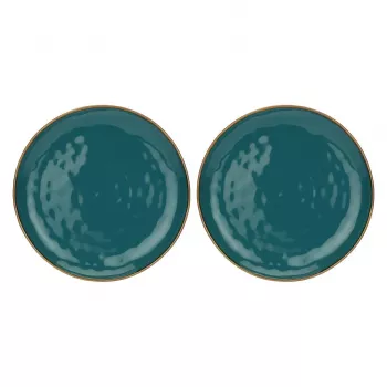 Set de 2 platouri rotunde de servire din porțelan ROSE&TULIPANI Concerto Ottanio, 32 cm, albastru-verde, sigure pentru mașina de spălat vase și microunde