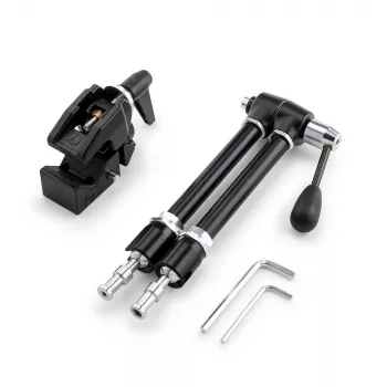 Manfrotto 143R Articulated Magic Arm with Camera Bracket, 3 kg Load Capacity, Aluminum, Black