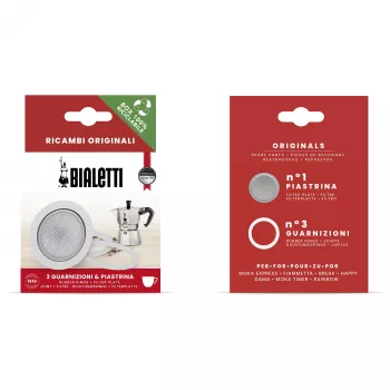 Bialetti Ricambi 3 Replacement Gaskets + 1 Filter Plate for 3-4 Cup Moka Pots