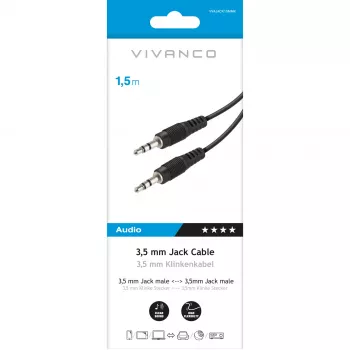 Vivanco 3.5 mm to 3.5 mm Audio Cable 1.5 m (VVAJACK15MMK)