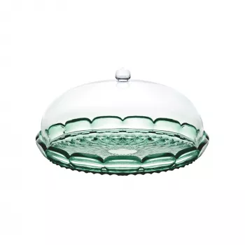 Set de farfurii de tort cu capac Guzzini Vanity Matcha Green, 30 cm