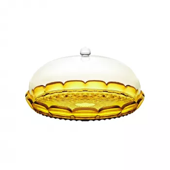 Suport de tort Guzzini Vanity cu clopot, galben șofran
