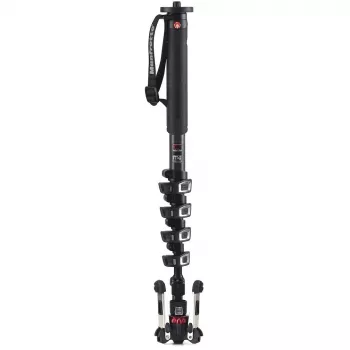 Monopod video din fibră de carbon Manfrotto XPRO Monopod+ MVMXPROC5 cu 5 secțiuni și bază FLUIDTECH