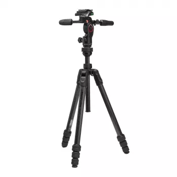 Trepied de călătorie Manfrotto MKBFRTC4GTFB-3W Befree GT din fibră de carbon cu cap fluid cu 3 direcții, blocaje Twist-Locks, capacitate de 10 kg, înălțime maximă 164 cm, negru