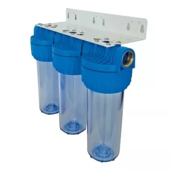 Carcasă filtru de apă Senior Plus 3P BX 3/4 inch BSP, carcasă transparentă pentru cartușe de filtru de 9 3/4 inch