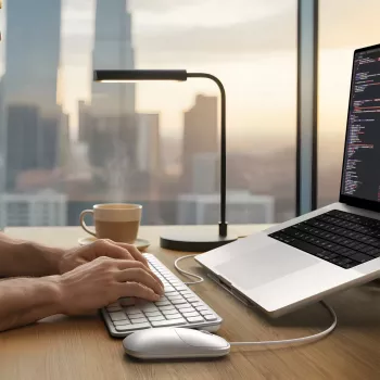 Tastatură cu fir iluminată Satechi Slim LX3 cu tastatură numerică, USB-C/USB-A, comutator mod Mac/Windows, argintie