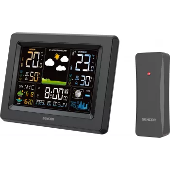 Stație meteo Sencor SWS 4500, neagră / display LCD color / senzor wireless