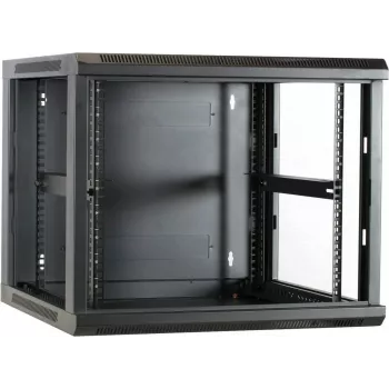Dulap server de perete DSIT DS6609 9U cu ușă din sticlă, 600x600x501 mm, Negru
