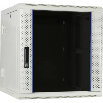 Dulap server de perete reversibil DSIT 12U cu ușă din sticlă, Alb, 600x600x635 mm
