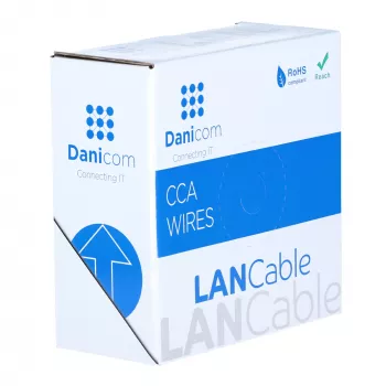 Cablu DSIT Cat6 U/UTP 50 m pe rolă, gri CCA, 250 MHz, Gigabit Ethernet, interior, manta PVC, AWG24, 4 perechi