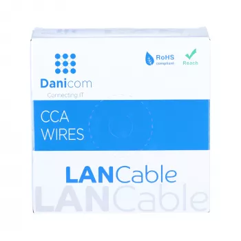 Cablu DSIT Cat6 U/UTP 50 m pe rolă, gri CCA, 250 MHz, Gigabit Ethernet, interior, manta PVC, AWG24, 4 perechi