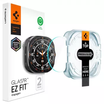 Folie de protecție ecran Spigen Glas.TR EZ-FIT AC pentru Samsung Galaxy Watch Ultra 2 (47mm) transparentă, set de 2