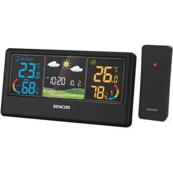 Stație meteo wireless Sencor SWS 4100 B cu LCD color și senzor exterior