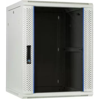 Carcasă rack de server DSIT 15U 19 inch pentru montare pe perete cu ușă din sticlă, albă, 600x600x770 mm