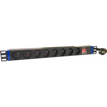 PDU rack DSIT DS-8PDU-PE 19 inch, 8 prize Schuko, 16A, cablu 2m, negru