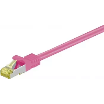 Cablu patch de rețea DSIT Cat.7 S/FTP RJ45, PiMF, roz, 1,5 m