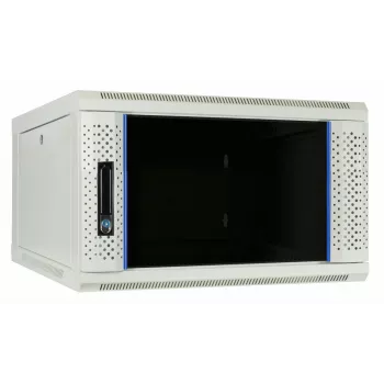 Dulap de server DSIT DS6604W 4U pentru montaj pe perete cu ușă din sticlă, 600 x 600 x 280 mm, alb