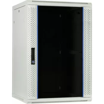 Dulap de server DSIT 27U pentru montaj pe perete cu ușă din sticlă, 600 x 600 x 1300 mm, alb