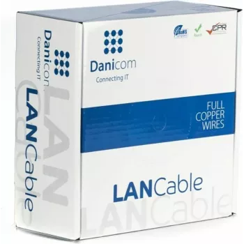 Cablu DSIT DANICOM CAT6A UTP 100 m pentru exterior cu conductor masiv, manta PE, clasă CPR Fca, 10GBase-T, 500MHz, rezistent la UV