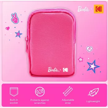 Husă moale Kodak x Barbie cu fermoar și curea de umăr crossbody pentru Printomatic și Step Slim, roz (RODBCMPK)