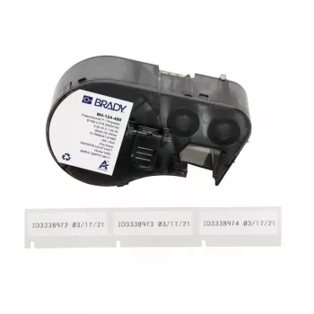 Rolă de etichete din poliester ultra-agresiv BRADY M4-124-490 B-488 pentru BMP41/BMP51/BMP53/M511, alb, 38,1 mm x 4,87 m