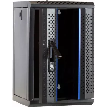 DSIT Rack server 9U 10 inch pentru montaj pe perete cu ușă din sticlă, 312x310x486 mm, negru