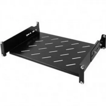 DSIT 19 inch Universal Adjustable Rack Shelf 350-590 mm Depth, 30 kg Load, Vented, Black