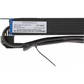 DSIT DS-9PDU Unitate de distribuție a energiei 19 inch pentru rack - 9 prize Schuko, 16A, 1U, negru