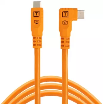 Tether Tools TetherPro Optima 10G Cablu USB-C la USB-C în unghi drept, 1,8 m, Portocaliu (CUC06RTG2-ORG)