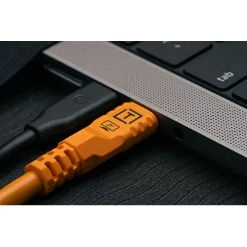 Tether Tools TetherPro Optima 10G Cablu USB-C la USB-C în unghi drept, 1,8 m, Portocaliu (CUC06RTG2-ORG)