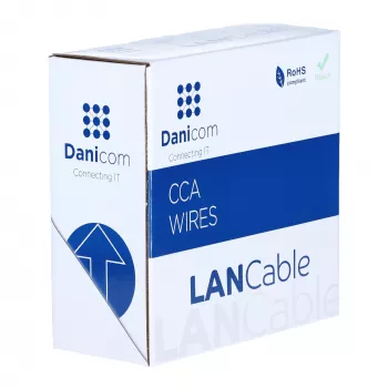 Cablu de rețea flexibil DSIT CAT5e U/UTP 100 m gri CCA 26/7 AWG
