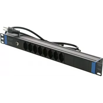 Priză prelungitoare DSIT 19 inch elvețiană cu protecție la supratensiune - 8 prize (DS-8PDU-CH-SPD)