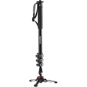 Monopod video din aluminiu Manfrotto MVMXPROA4 XPRO Monopod+, 4 secțiuni, cu bază FluidTech, negru