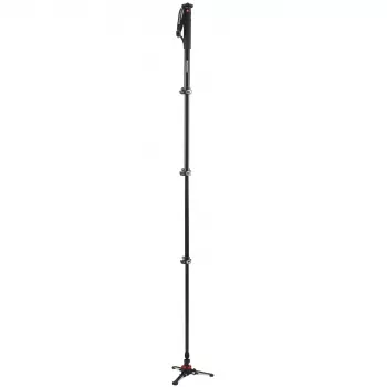 Monopod video din aluminiu Manfrotto MVMXPROA4 XPRO Monopod+, 4 secțiuni, cu bază FluidTech, negru