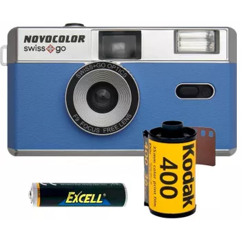 Aparat foto cu film 35mm Novocolor Swiss+Go, albastru (SWI401610)