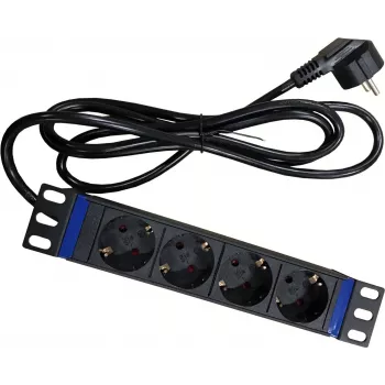 DSIT DS10-4PDU Unitate de distribuție a energiei rackmount 10 inch, 4 prize Schuko, 16A, Negru