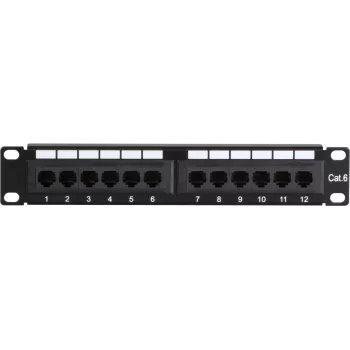 Patch panel DSIT DS-10Patch6-12UTP 10 inch 12 porturi UTP CAT6, montare rack 1U, negru