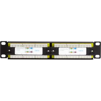 Patch panel DSIT DS-10Patch6-12UTP 10 inch 12 porturi UTP CAT6, montare rack 1U, negru
