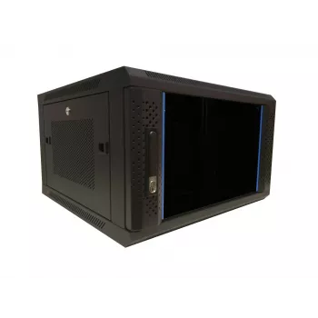Dulap de server DSIT 6U 19 inch pentru montaj pe perete cu ușă din sticlă și pereți laterali perforați, 600x600x368 mm (DS6606ZP)