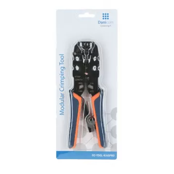 Clește de sertizare profesional DSIT DC-TOOL-RJ45PRO pentru conectori RJ45 cu tăietor și dezizolator de cablu