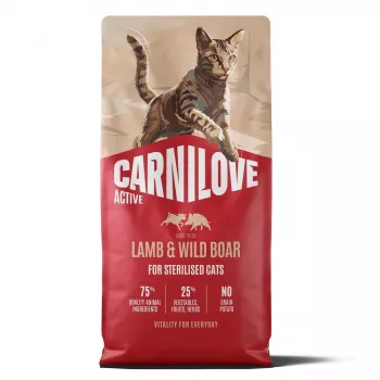 Hrană uscată Carnilove Active pentru pisici castrate, miel & mistreț, 6kg