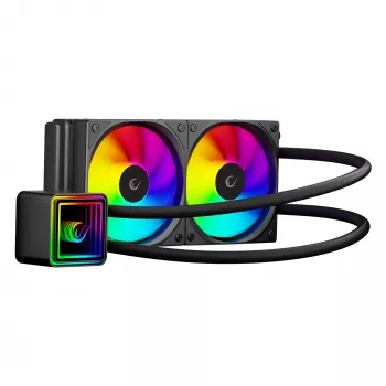 Cooler lichid CPU Rampage INFINITE V240 ARGB, 240mm, cu afișaj de temperatură, negru