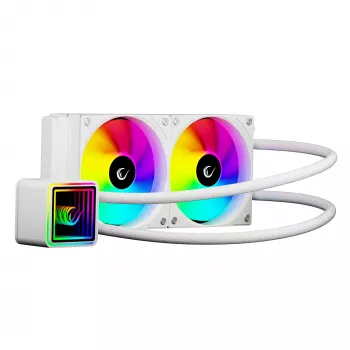 Cooler lichid CPU AIO Rampage INFINITE V240, alb, 240mm, ARGB, cu afișaj de temperatură