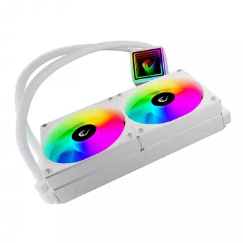 Cooler lichid CPU AIO Rampage INFINITE V240, alb, 240mm, ARGB, cu afișaj de temperatură