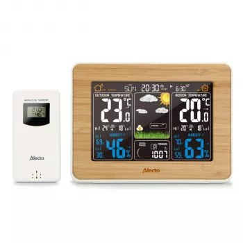 Stație meteo Alecto WS-1560 din bambus cu senzor exterior wireless
